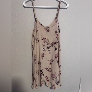 Brandy Melville Beige and Burgundy Floral Dress